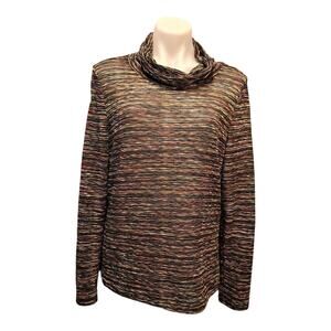 Erin London Women's Turtleneck Shirt Multicolor Stretch Long Sleeve Size Large